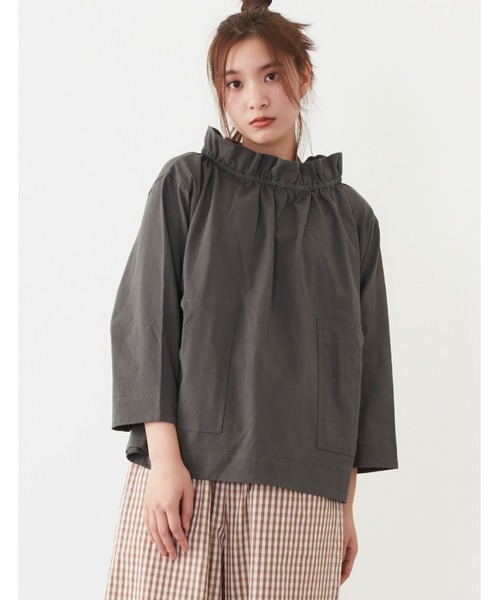 POU DOU DOU（プードゥドゥ）の「天竺フィッシャーマンスモック（Tシャツ/カットソー・レディース・オフホワイト/アイボリー/ダークグレー・3）」の11枚目の写真