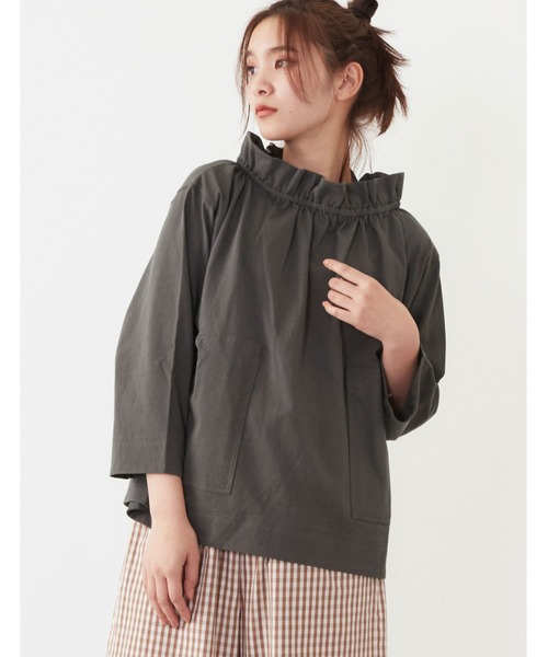 POU DOU DOU（プードゥドゥ）の「天竺フィッシャーマンスモック（Tシャツ/カットソー・レディース・オフホワイト/アイボリー/ダークグレー・3）」の12枚目の写真