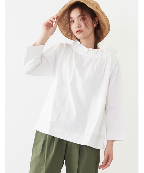 POU DOU DOU（プードゥドゥ）の「天竺フィッシャーマンスモック（Tシャツ/カットソー・レディース・オフホワイト/アイボリー/ダークグレー・3）」の18枚目の写真