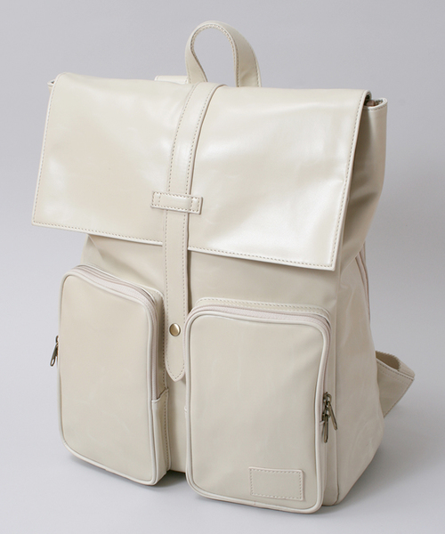 WEGO（ウィゴー）の「WEGO/レザータッチリュック（バックパック/リュック・メンズ・ホワイト/ブラック・FREE）」の4枚目の写真