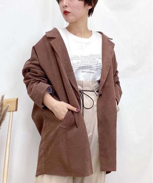 apres jour mignon(アプレジュールミニョン)の「ゆるテーラージャケット【ZOZOTOWN限定アイテム】(テーラードジャケット・レディース・モカ/ベージュ/アイボリー・フリー)」の3枚目の写真