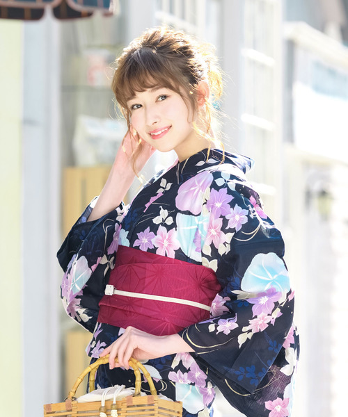 bonheur saisons（ボヌールセゾン）の「選べるレディース浴衣2点セット （浴衣＋帯）「bonheur saisons/ボヌールセゾン」（浴衣・レディース・ネイビー/ブラック系その他/ブラック系その他2/ブラック系その他3/ブラック系その他4/ブラック系その他5/ブラック系その他6/ブラック系その他7・FREE）」の8枚目の写真