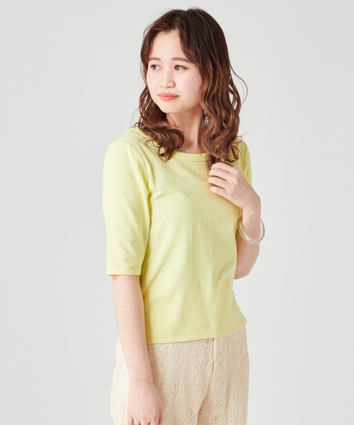 mystic（ミスティック）の「背中開きTシャツ（Tシャツ/カットソー・レディース・パープル/オフホワイト/イエロー・FREE）」の3枚目の写真