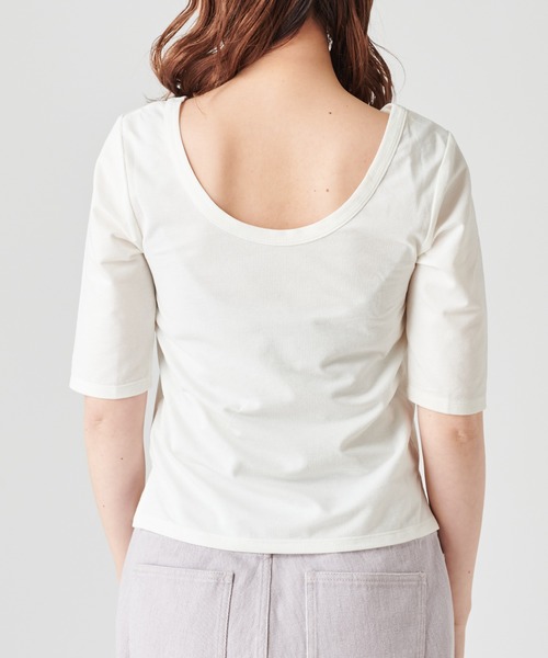 mystic（ミスティック）の「背中開きTシャツ（Tシャツ/カットソー・レディース・パープル/オフホワイト/イエロー・FREE）」の7枚目の写真