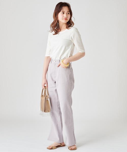 mystic（ミスティック）の「背中開きTシャツ（Tシャツ/カットソー・レディース・パープル/オフホワイト/イエロー・FREE）」の11枚目の写真