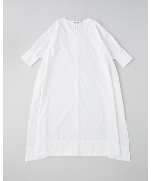Traditional Weatherwear(トラディショナルウェザーウェア)の「CAFTAN LONG SLEEVE ONE-PIECE(シャツワンピース・レディース・オフホワイト/ブルー・S)」の1枚目の写真