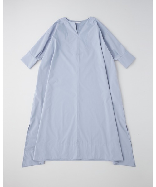 Traditional Weatherwear(トラディショナルウェザーウェア)の「CAFTAN LONG SLEEVE ONE-PIECE(シャツワンピース・レディース・オフホワイト/ブルー・S)」の9枚目の写真
