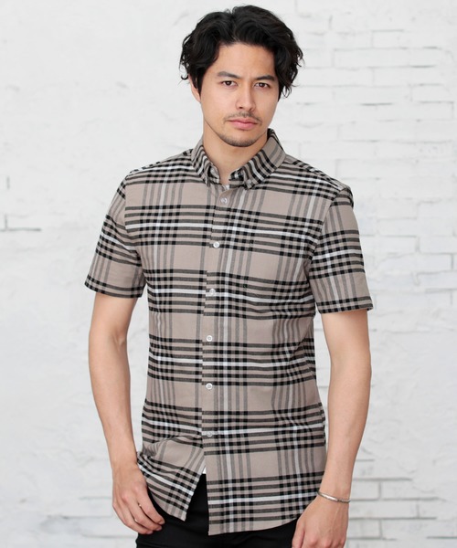 LIL VENDARS（リルヴェンダース）の「ストレッチ オックスフォード ボタンダウン シャツ 半袖（シャツ/ブラウス・メンズ・ホワイト/ブラック/ベージュ/ネイビー/グレー/カーキ/サックスブルー/ピンク/マルチ/その他1/ホワイト系その他/グレー系その他/ベージュ系その他/ストライプ/ワイン/グレー系その他2・M/L/XL/S）」の9枚目の写真