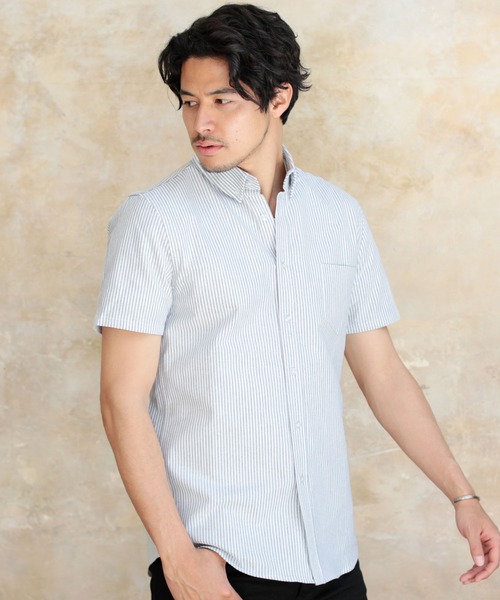 LIL VENDARS（リルヴェンダース）の「ストレッチ オックスフォード ボタンダウン シャツ 半袖（シャツ/ブラウス・メンズ・ホワイト/ブラック/ベージュ/ネイビー/グレー/カーキ/サックスブルー/ピンク/マルチ/その他1/ホワイト系その他/グレー系その他/ベージュ系その他/ストライプ/ワイン/グレー系その他2・M/L/XL/S）」の16枚目の写真