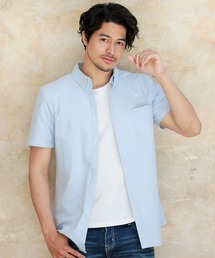 ストレッチ オックスフォード ボタンダウン シャツ 半袖