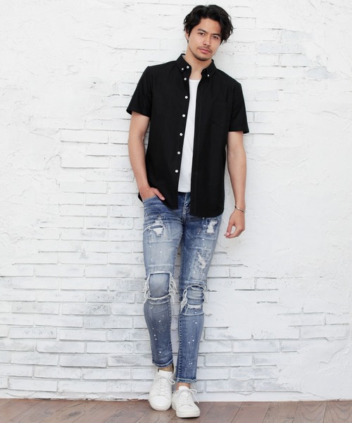 LIL VENDARS（リルヴェンダース）の「ストレッチ オックスフォード ボタンダウン シャツ 半袖（シャツ/ブラウス・メンズ・ホワイト/ブラック/ベージュ/ネイビー/グレー/カーキ/サックスブルー/ピンク/マルチ/その他1/ホワイト系その他/グレー系その他/ベージュ系その他/ストライプ/ワイン/グレー系その他2・M/L/XL/S）」の18枚目の写真