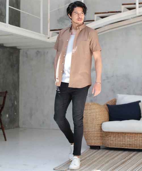 LIL VENDARS（リルヴェンダース）の「ストレッチ オックスフォード ボタンダウン シャツ 半袖（シャツ/ブラウス・メンズ・ホワイト/ブラック/ベージュ/ネイビー/グレー/カーキ/サックスブルー/ピンク/マルチ/その他1/ホワイト系その他/グレー系その他/ベージュ系その他/ストライプ/ワイン/グレー系その他2・M/L/XL/S）」の21枚目の写真