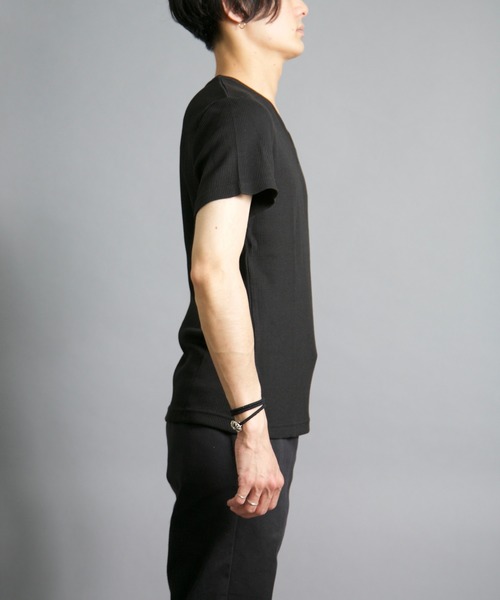 Bling Leads(ブリングリーズ)の「Bling Leads/サーマル半袖ヘンリーネックTee(Tシャツ/カットソー・メンズ・ホワイト/ブラック/グレー/カーキ/ネイビー/サックスブルー/ライトピンク・LARGE/X-LARGE/MEDIUM)」の10枚目の写真