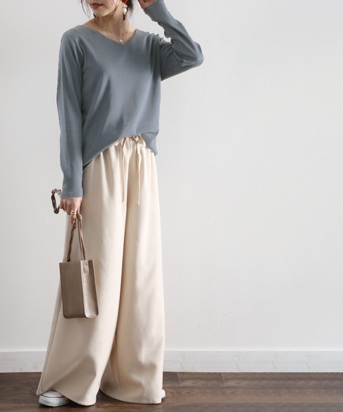 classicalelf(クラシカルエルフ)の「たなびくフレア、Aラインの魅力。イージーフレアパンツ(その他パンツ・レディース・アイボリー/ライトブラウン/ブラック/グレー・SMALL/MEDIUM/LARGE/X-LARGE)」の18枚目の写真