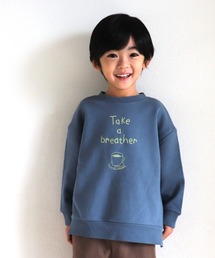 MAKE YOUR DAY | ほっとひと息プリント裏毛トレーナー■80～140cm(スウェット)