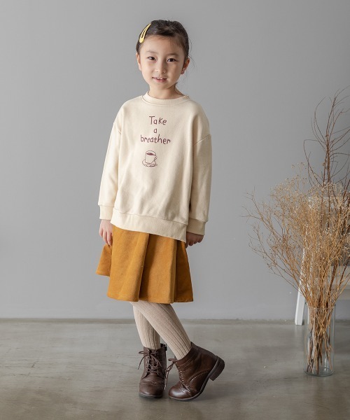 MAKE YOUR DAY（メイクユアデイ）の「ほっとひと息プリント裏毛トレーナー■80～140cm（スウェット・キッズ・ベージュ/ブラウン/レッド/ブルー・90/100/110/120/130/140/80）」の18枚目の写真