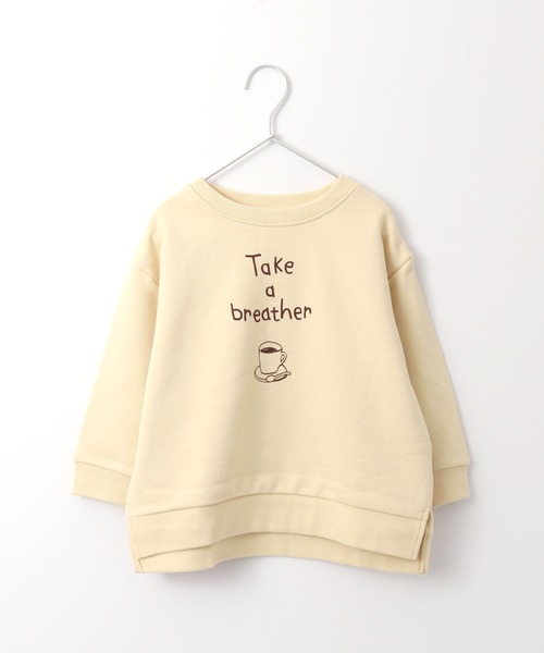 MAKE YOUR DAY（メイクユアデイ）の「ほっとひと息プリント裏毛トレーナー■80～140cm（スウェット・キッズ・ベージュ/ブラウン/レッド/ブルー・90/100/110/120/130/140/80）」の5枚目の写真