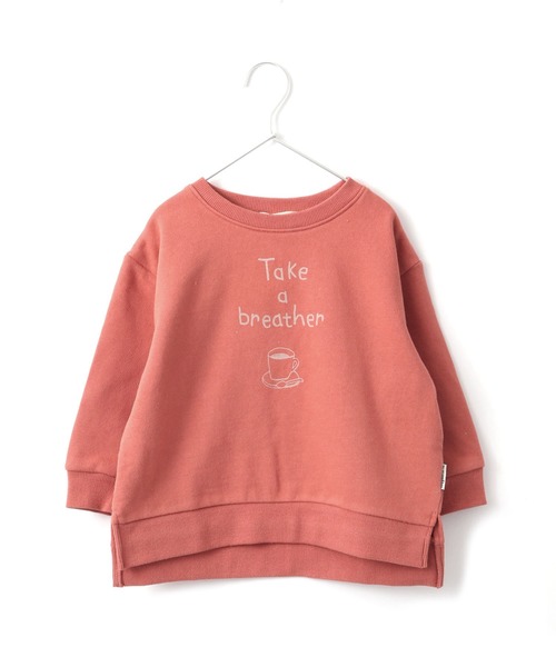 MAKE YOUR DAY（メイクユアデイ）の「ほっとひと息プリント裏毛トレーナー■80～140cm（スウェット・キッズ・ベージュ/ブラウン/レッド/ブルー・90/100/110/120/130/140/80）」の6枚目の写真