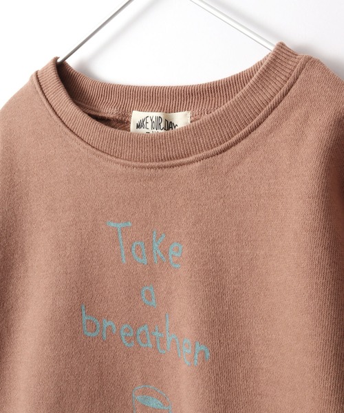 MAKE YOUR DAY（メイクユアデイ）の「ほっとひと息プリント裏毛トレーナー■80～140cm（スウェット・キッズ・ベージュ/ブラウン/レッド/ブルー・90/100/110/120/130/140/80）」の11枚目の写真