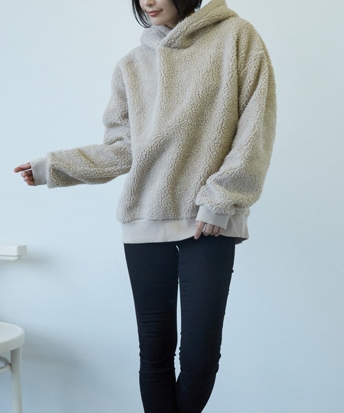 VIBGYOR(ヴィブジョー)の「VIBGYOR Select/BOA BIGプルパーカー(BL)(パーカー・レディース・キャメル/その他1/その他2/ベージュ/ブラック/ホワイト/カーキ/ライトパープル/ダークグリーン・LARGE/MEDIUM/X-LARGE)」の4枚目の写真