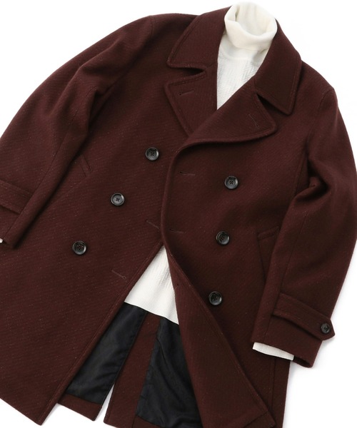 MEN'S BIGI（メンズビギ）の「ファインウールツイルメルトンピーコート（チェスターコート・メンズ・ネイビー/ボルドー・01/02/03/04）」の2枚目の写真