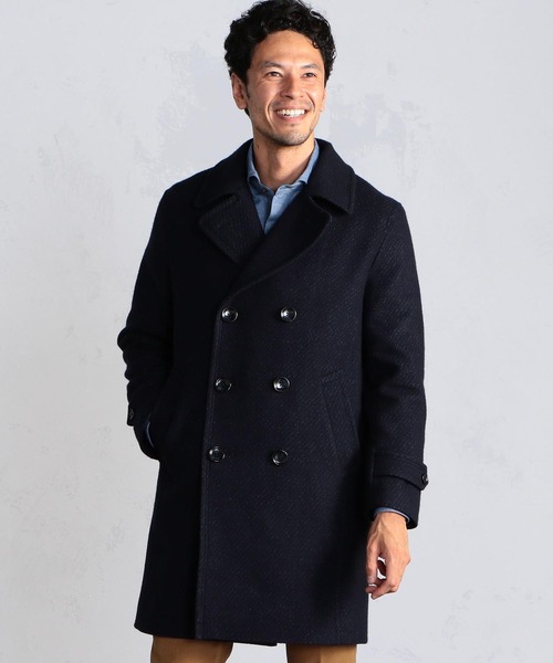MEN'S BIGI（メンズビギ）の「ファインウールツイルメルトンピーコート（チェスターコート・メンズ・ネイビー/ボルドー・01/02/03/04）」の20枚目の写真