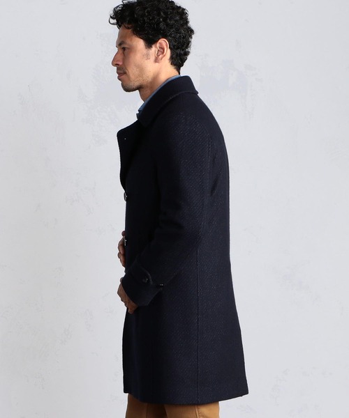 MEN'S BIGI（メンズビギ）の「ファインウールツイルメルトンピーコート（チェスターコート・メンズ・ネイビー/ボルドー・01/02/03/04）」の19枚目の写真