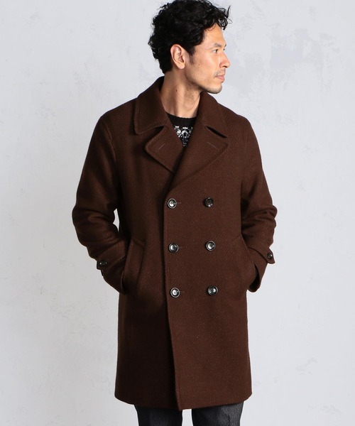 MEN'S BIGI（メンズビギ）の「ファインウールツイルメルトンピーコート（チェスターコート・メンズ・ネイビー/ボルドー・01/02/03/04）」の6枚目の写真