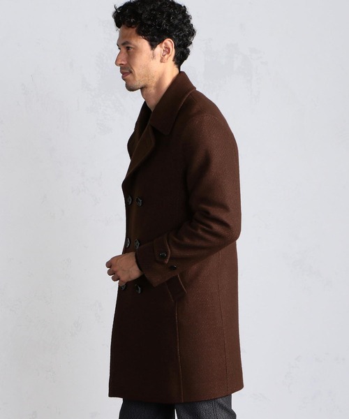 MEN'S BIGI（メンズビギ）の「ファインウールツイルメルトンピーコート（チェスターコート・メンズ・ネイビー/ボルドー・01/02/03/04）」の3枚目の写真