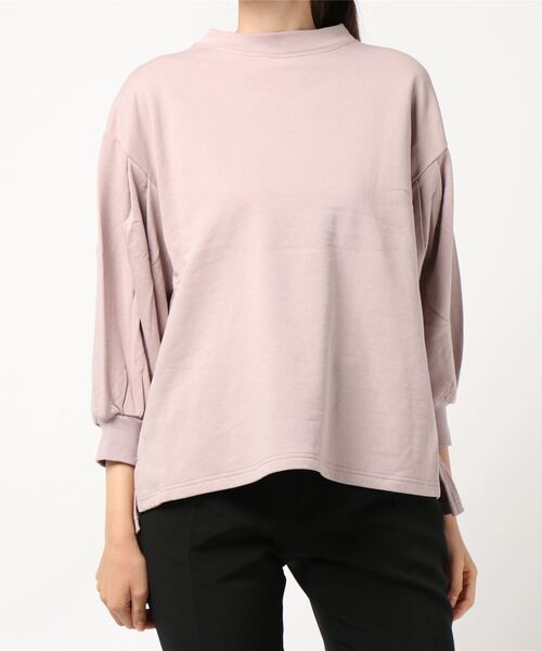 PREFERIR（プレフェリール）の「モックネック ボリューム袖 スウェット トレーナー（Tシャツ/カットソー・レディース・モカ/ピンク/ブラック/グリーン/チャコールグレー・FREE）」の5枚目の写真