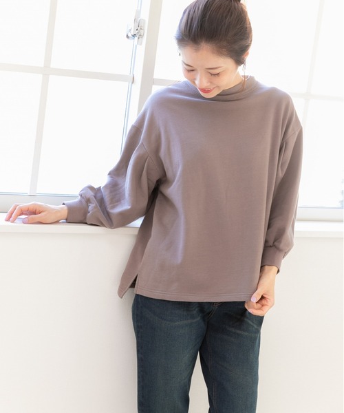 PREFERIR（プレフェリール）の「モックネック ボリューム袖 スウェット トレーナー（Tシャツ/カットソー・レディース・モカ/ピンク/ブラック/グリーン/チャコールグレー・FREE）」の15枚目の写真