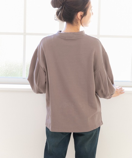 PREFERIR（プレフェリール）の「モックネック ボリューム袖 スウェット トレーナー（Tシャツ/カットソー・レディース・モカ/ピンク/ブラック/グリーン/チャコールグレー・FREE）」の10枚目の写真