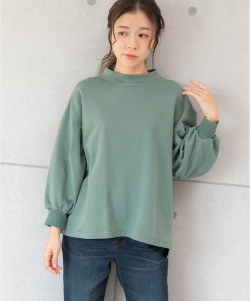 PREFERIR（プレフェリール）の「モックネック ボリューム袖 スウェット トレーナー（Tシャツ/カットソー・レディース・モカ/ピンク/ブラック/グリーン/チャコールグレー・FREE）」の19枚目の写真