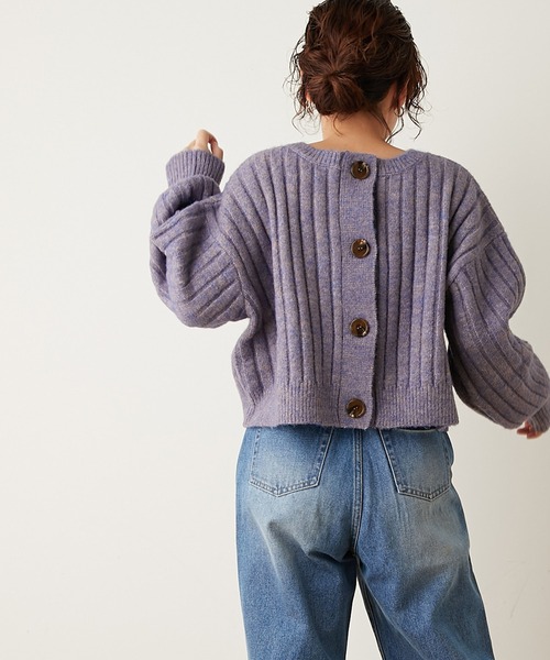 natural couture(ナチュラルクチュール)の「ミックスヤーン2WAYカーディガン(カーディガン/ボレロ・レディース・ベージュ/パープル/ブラウン・FREE)」の8枚目の写真