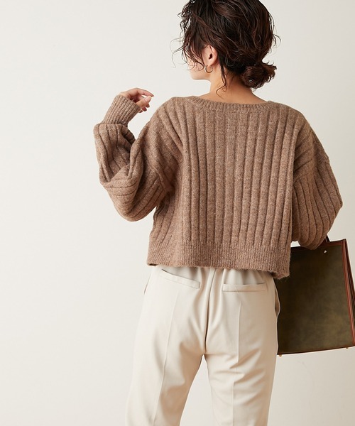 natural couture(ナチュラルクチュール)の「ミックスヤーン2WAYカーディガン(カーディガン/ボレロ・レディース・ベージュ/パープル/ブラウン・FREE)」の14枚目の写真