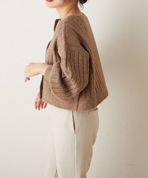 natural couture(ナチュラルクチュール)の「ミックスヤーン2WAYカーディガン(カーディガン/ボレロ・レディース・ベージュ/パープル/ブラウン・FREE)」の22枚目の写真