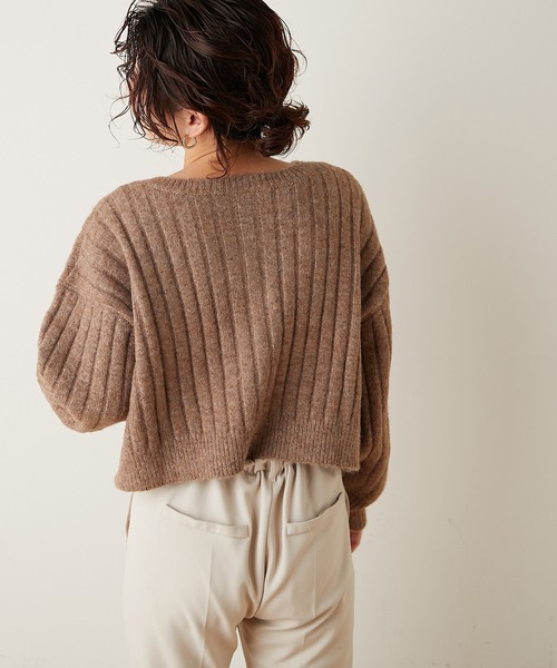 natural couture(ナチュラルクチュール)の「ミックスヤーン2WAYカーディガン(カーディガン/ボレロ・レディース・ベージュ/パープル/ブラウン・FREE)」の6枚目の写真