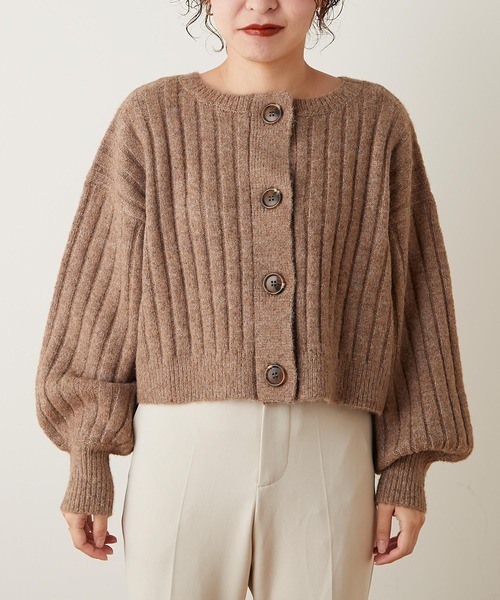 natural couture(ナチュラルクチュール)の「ミックスヤーン2WAYカーディガン(カーディガン/ボレロ・レディース・ベージュ/パープル/ブラウン・FREE)」の18枚目の写真