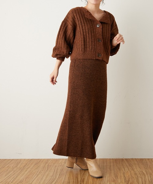 natural couture(ナチュラルクチュール)の「ミックスヤーン2WAYカーディガン(カーディガン/ボレロ・レディース・ベージュ/パープル/ブラウン・FREE)」の16枚目の写真