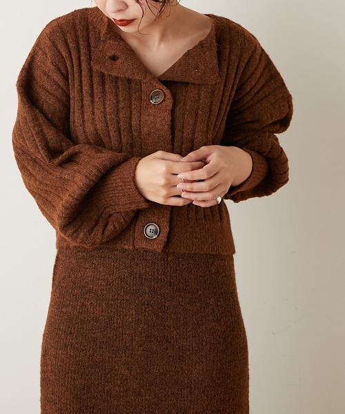 natural couture(ナチュラルクチュール)の「ミックスヤーン2WAYカーディガン(カーディガン/ボレロ・レディース・ベージュ/パープル/ブラウン・FREE)」の20枚目の写真