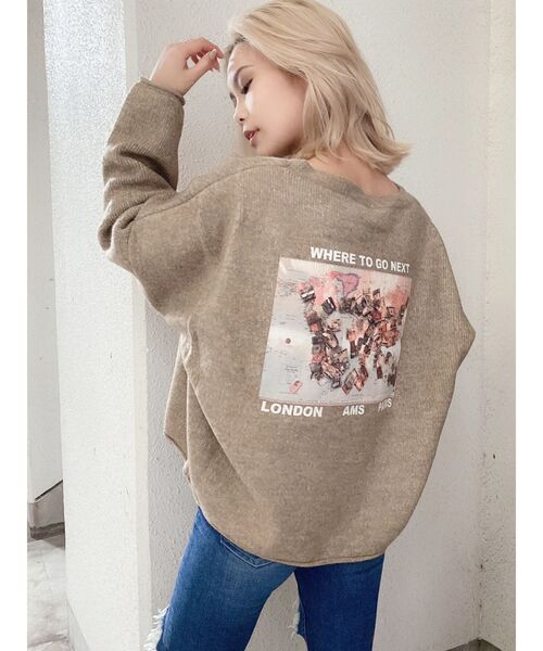 GYDA（ジェイダ）の「カラーグラフィックニット TOPS（ニット/セーター・レディース・アイボリー/ピンク/ミント/ベージュ/マスタード/ブラウン・FREE）」の3枚目の写真