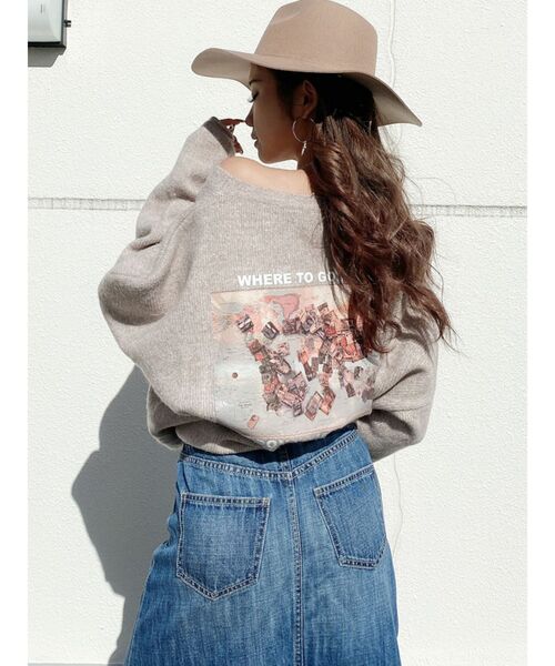 GYDA（ジェイダ）の「カラーグラフィックニット TOPS（ニット/セーター・レディース・アイボリー/ピンク/ミント/ベージュ/マスタード/ブラウン・FREE）」の6枚目の写真