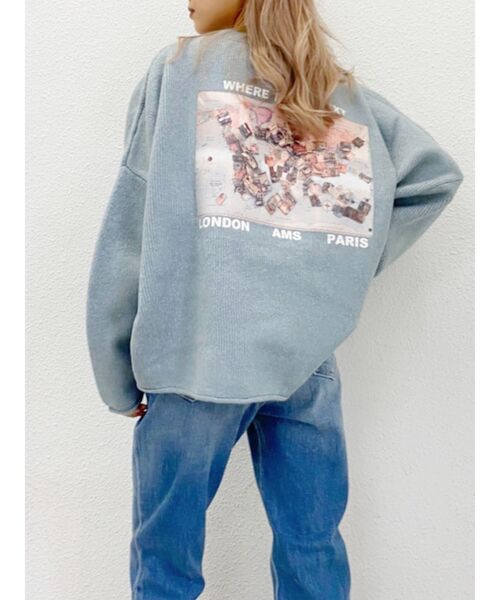 GYDA（ジェイダ）の「カラーグラフィックニット TOPS（ニット/セーター・レディース・アイボリー/ピンク/ミント/ベージュ/マスタード/ブラウン・FREE）」の4枚目の写真