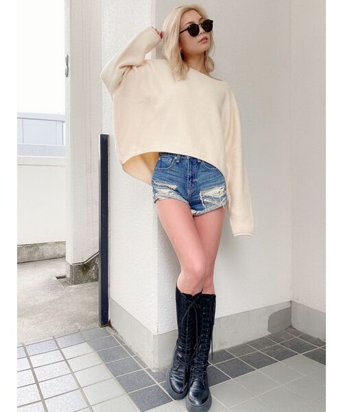 GYDA（ジェイダ）の「カラーグラフィックニット TOPS（ニット/セーター・レディース・アイボリー/ピンク/ミント/ベージュ/マスタード/ブラウン・FREE）」の14枚目の写真