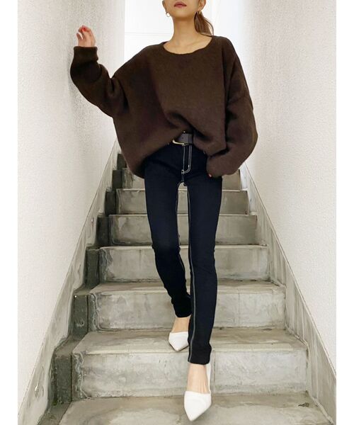 GYDA（ジェイダ）の「カラーグラフィックニット TOPS（ニット/セーター・レディース・アイボリー/ピンク/ミント/ベージュ/マスタード/ブラウン・FREE）」の19枚目の写真