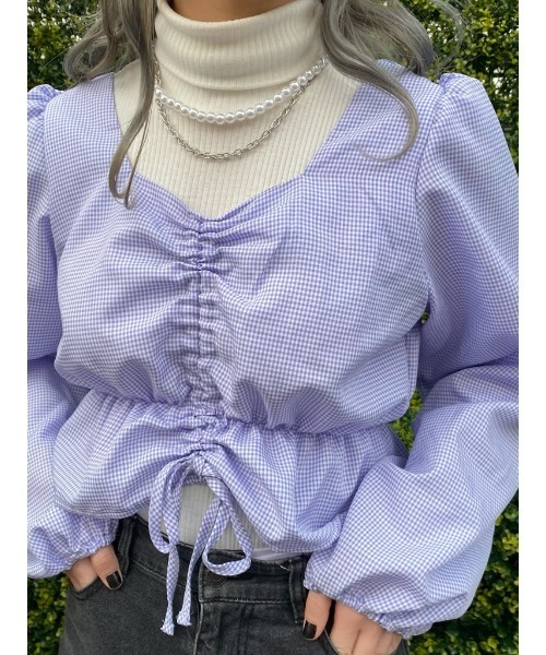 WEGO（ウィゴー）の「WEGO/リブタートルロンT（Tシャツ/カットソー・レディース・ホワイト/ブラック/杢グレー/ホワイト系その他5/ブラック系その他5・FREE）」の2枚目の写真