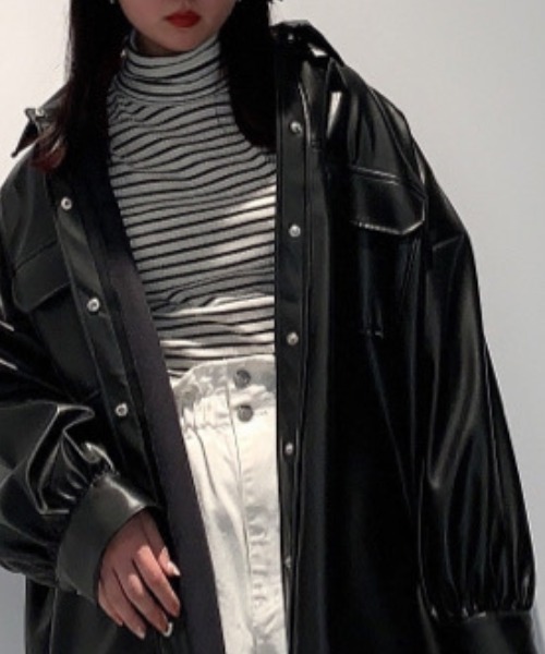 WEGO（ウィゴー）の「WEGO/リブタートルロンT（Tシャツ/カットソー・レディース・ホワイト/ブラック/杢グレー/ホワイト系その他5/ブラック系その他5・FREE）」の3枚目の写真