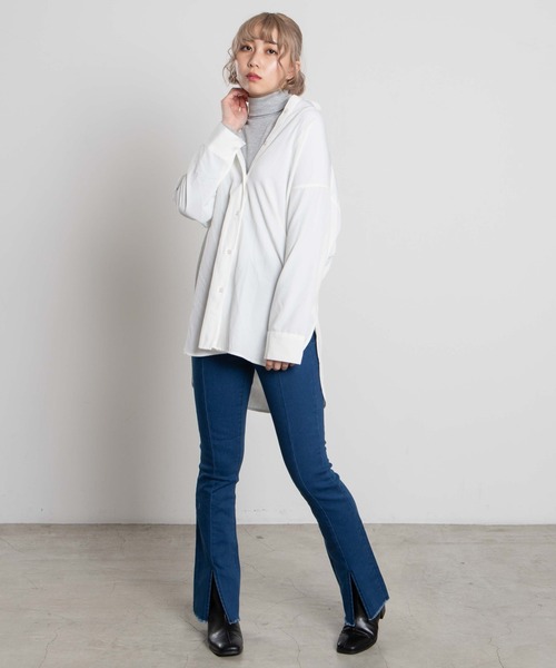 WEGO（ウィゴー）の「WEGO/リブタートルロンT（Tシャツ/カットソー・レディース・ホワイト/ブラック/杢グレー/ホワイト系その他5/ブラック系その他5・FREE）」の14枚目の写真