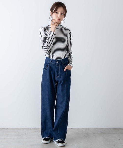 WEGO（ウィゴー）の「WEGO/リブタートルロンT（Tシャツ/カットソー・レディース・ホワイト/ブラック/杢グレー/ホワイト系その他5/ブラック系その他5・FREE）」の20枚目の写真