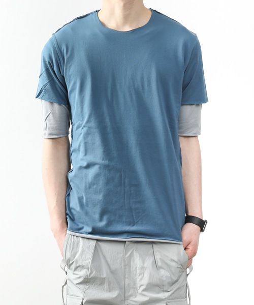 ATTACHMENT（アタッチメント）の「80/2 TIGHT TENSION JERSEY LAYERED TEE（Tシャツ/カットソー・メンズ・ブラック/グレー系その他/ダークグリーン/ライトグレー/ダークブルー・2/3/1/4）」の5枚目の写真
